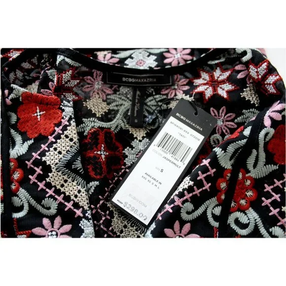 NWT BCBGMaxAzria Tati Embroidered Floral Shift Dress - Picture 6 of 7